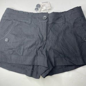 BEBE black ruffle top cuff short nwt size 6 linen blend NEW